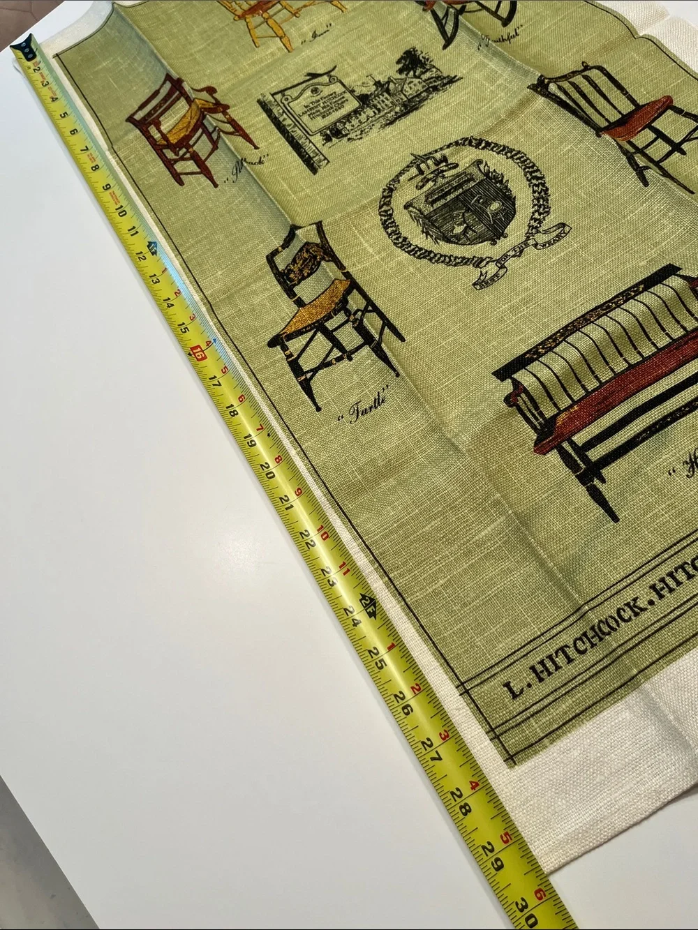 Vintage Hitchcock Chairs Tea Towel Kitchen Linen Cotton Americana Decor Motifs